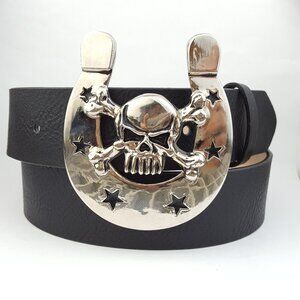 Horseshoe with Skull Buckle Belt